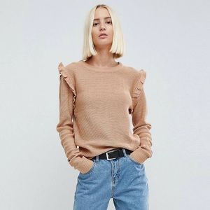 Brave Soul Sweater with Shoulder Ruffle